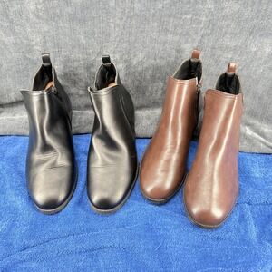 Jessica Carlyle Womens Size 11 Ankle Boots Black Brown Side Zip Lot of 2